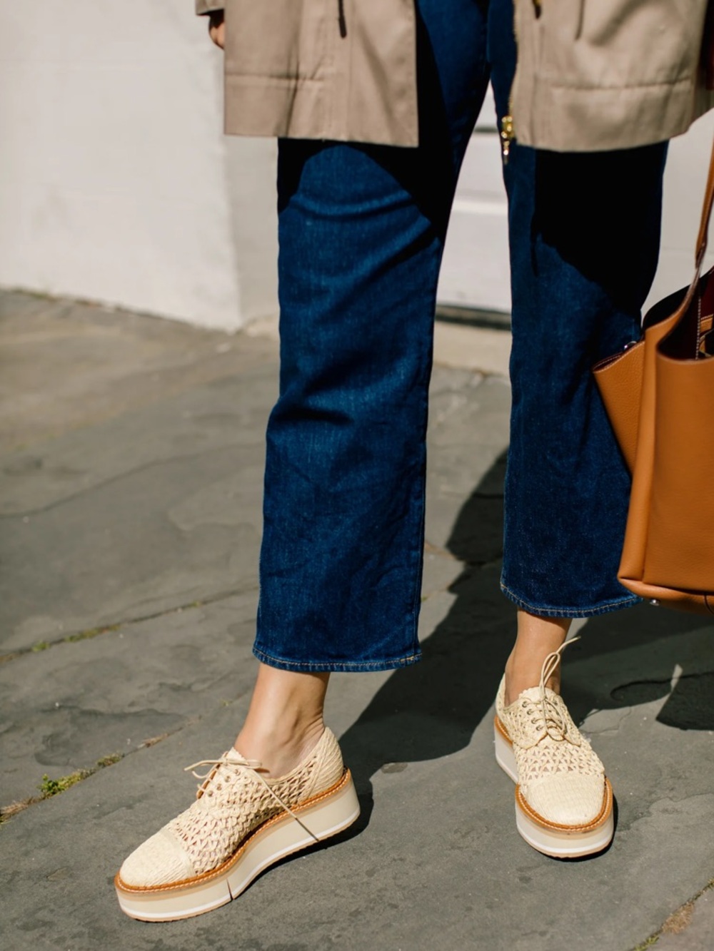 Clergerie Borril Raffia Platform Oxfords Cream Lace-Up EU 36.5 US 6 - 6.5